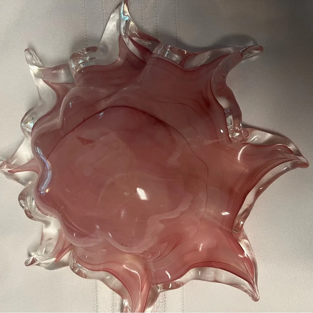 Made in Italy, Lavorazione, Arte Murano, Pink Swirl Decorative Art Piece. - Picture 2 of 6